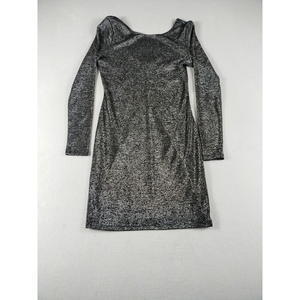 H&M Divided Mini Dress Women's 10 Black Silver Bodycon Long Sleevedā Formal